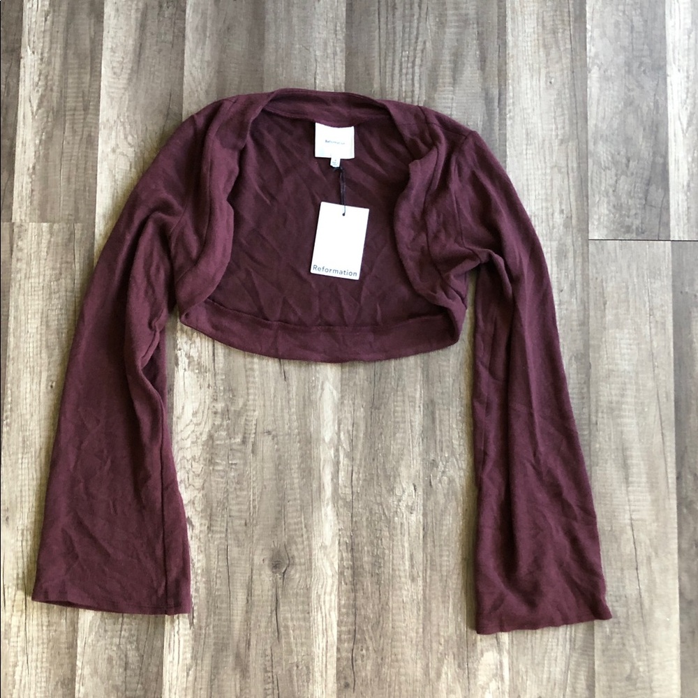 Reformation Chloe Knit Maroon Shrug S NEW